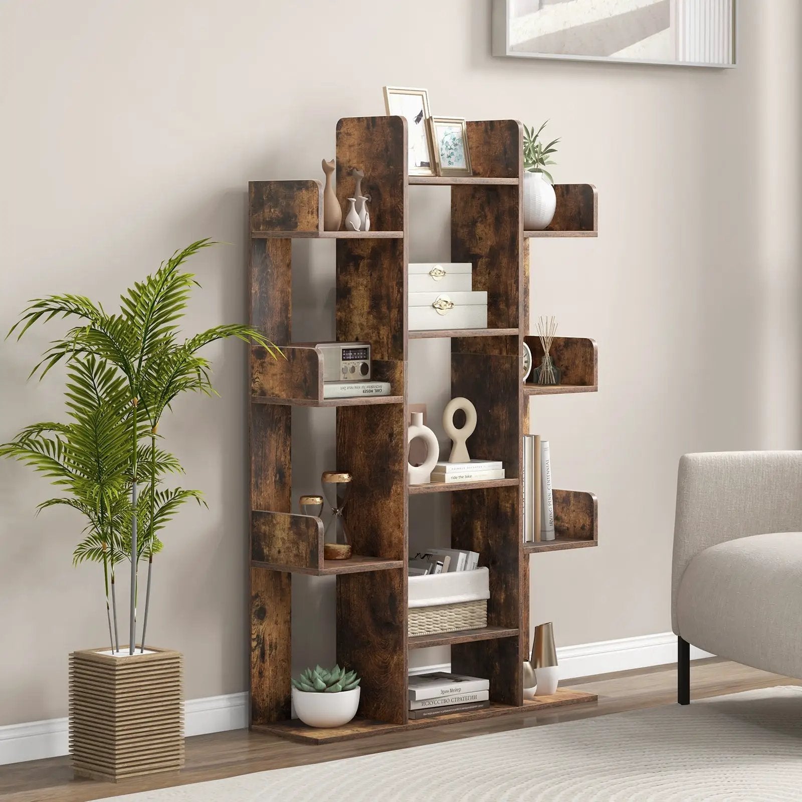 Tree-Shaped Bookshelf with 13 Compartments by DirectDeals