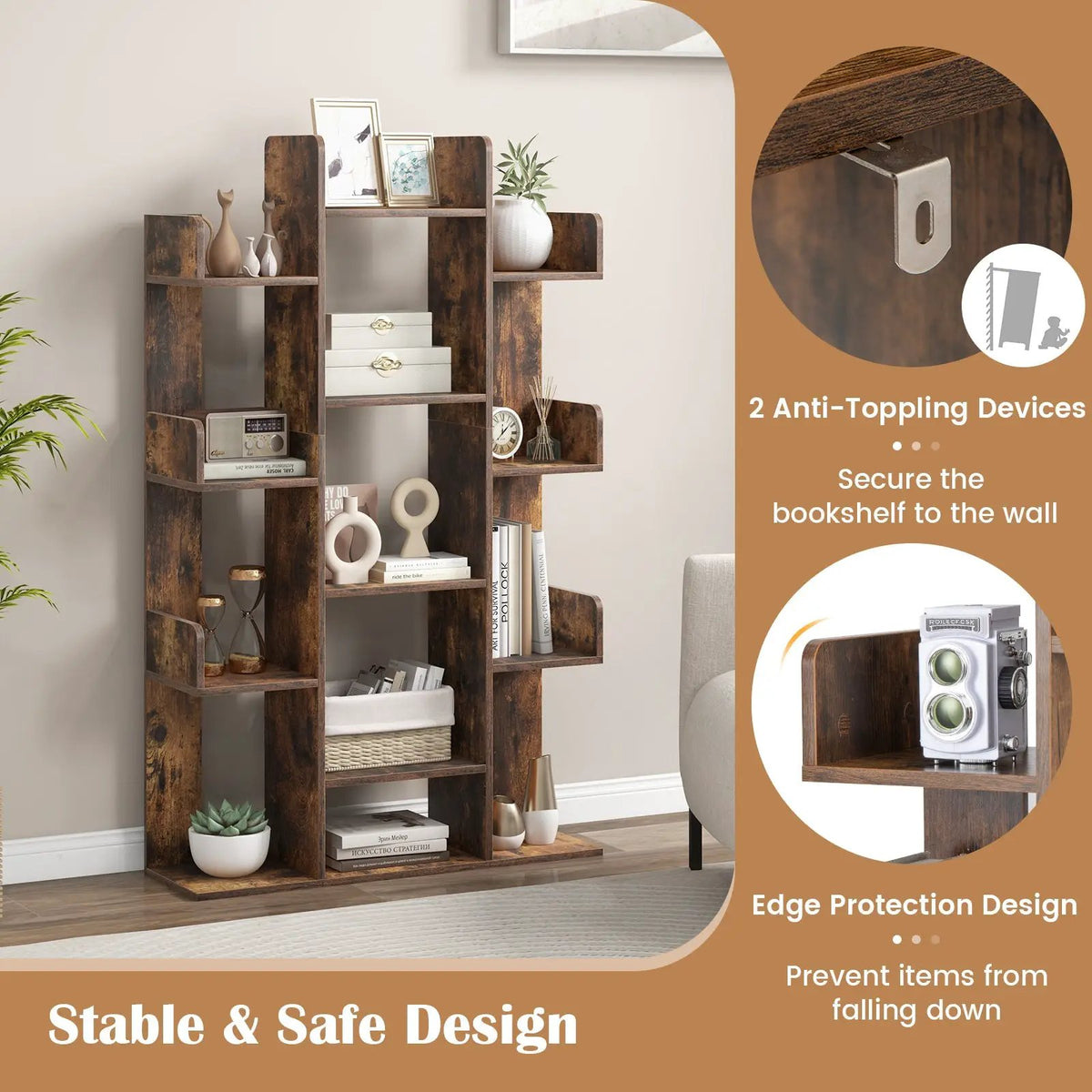 Tree-Shaped Bookshelf with 13 Compartments, photo 7 of 9