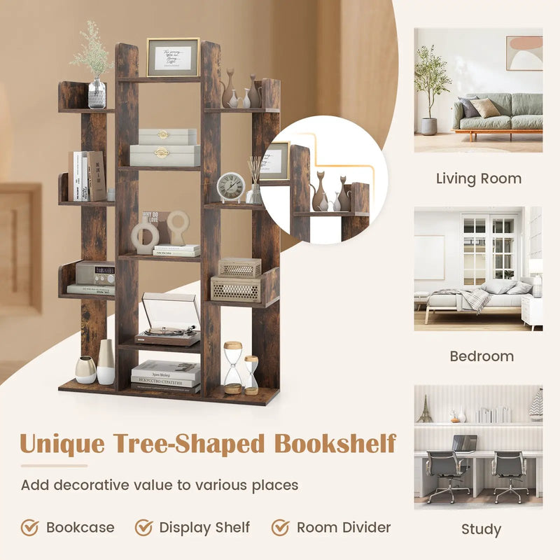 Tree-Shaped Bookshelf with 13 Compartments by DirectDeals