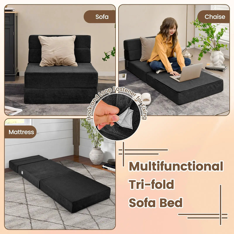 Tri-Fold Folding Chair Convertible Sleeper Bed by DirectDeals