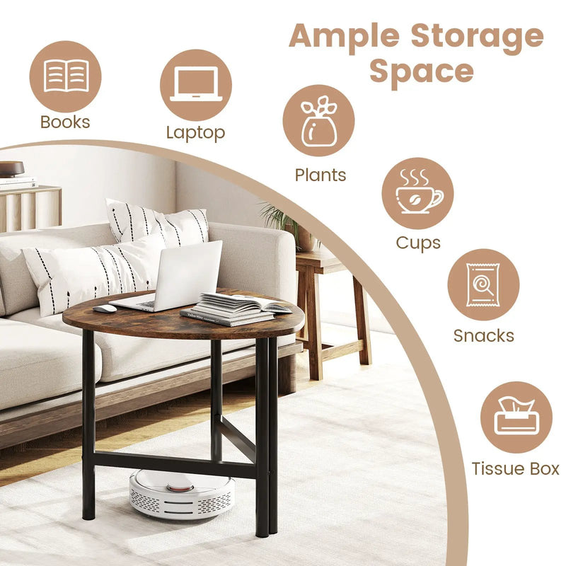 Triangle Coffee Table Oval Coffee Table with Metal Legs Industrial Center Table by DirectDeals