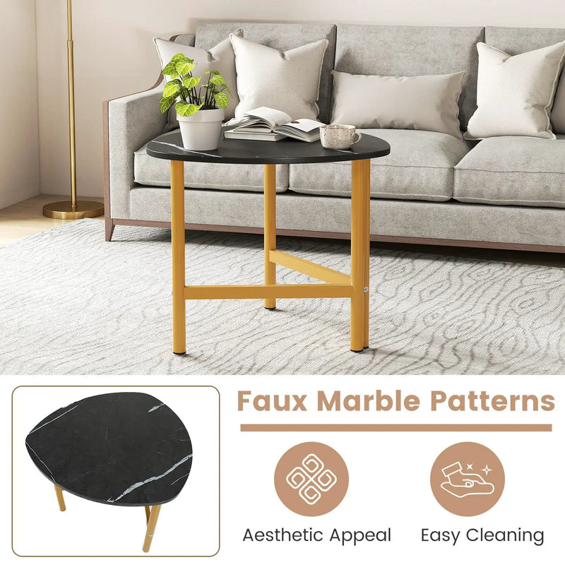 Triangle Coffee Table Oval Coffee Table with Metal Legs Industrial Center Table by DirectDeals