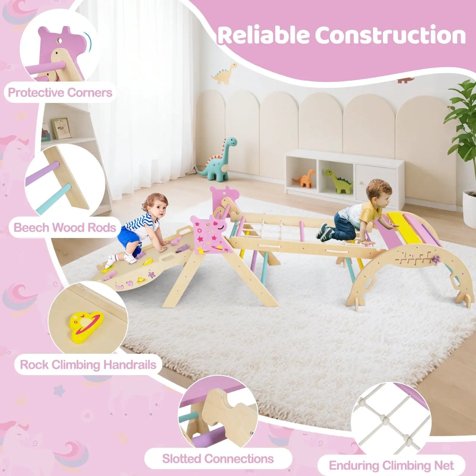 Triangle Set 8-in-1 Foldable Baby Climbing Toys Astronaut/Unicorn Theme by DirectDeals