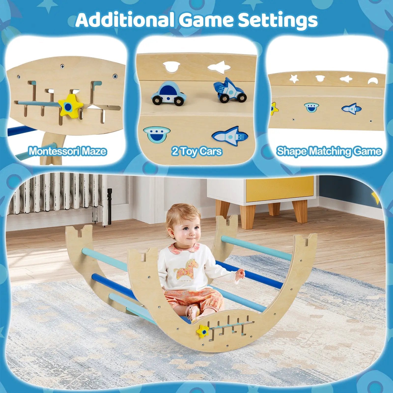 Triangle Set 8-in-1 Foldable Baby Climbing Toys Astronaut/Unicorn Theme by DirectDeals
