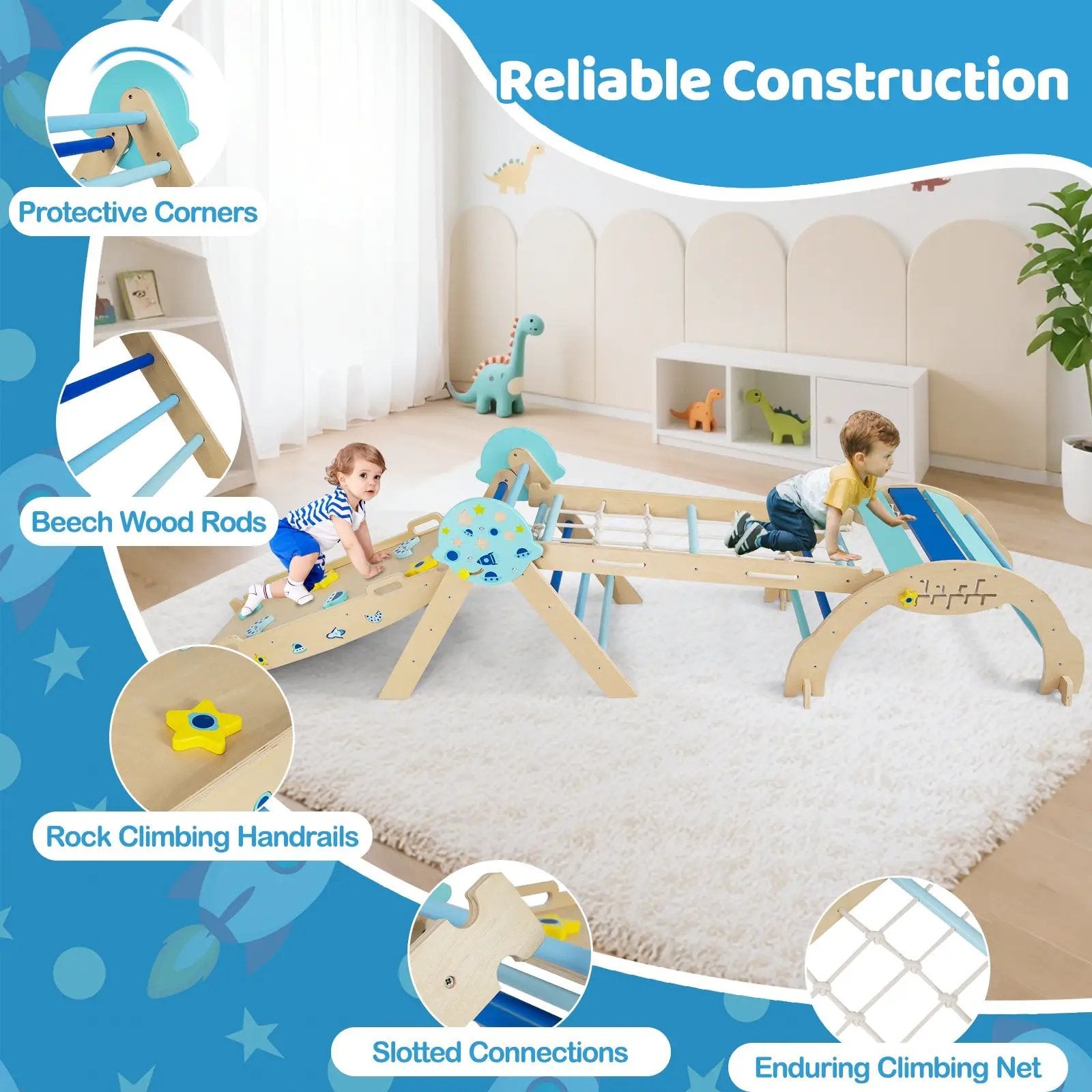 Triangle Set 8-in-1 Foldable Baby Climbing Toys Astronaut/Unicorn Theme by DirectDeals