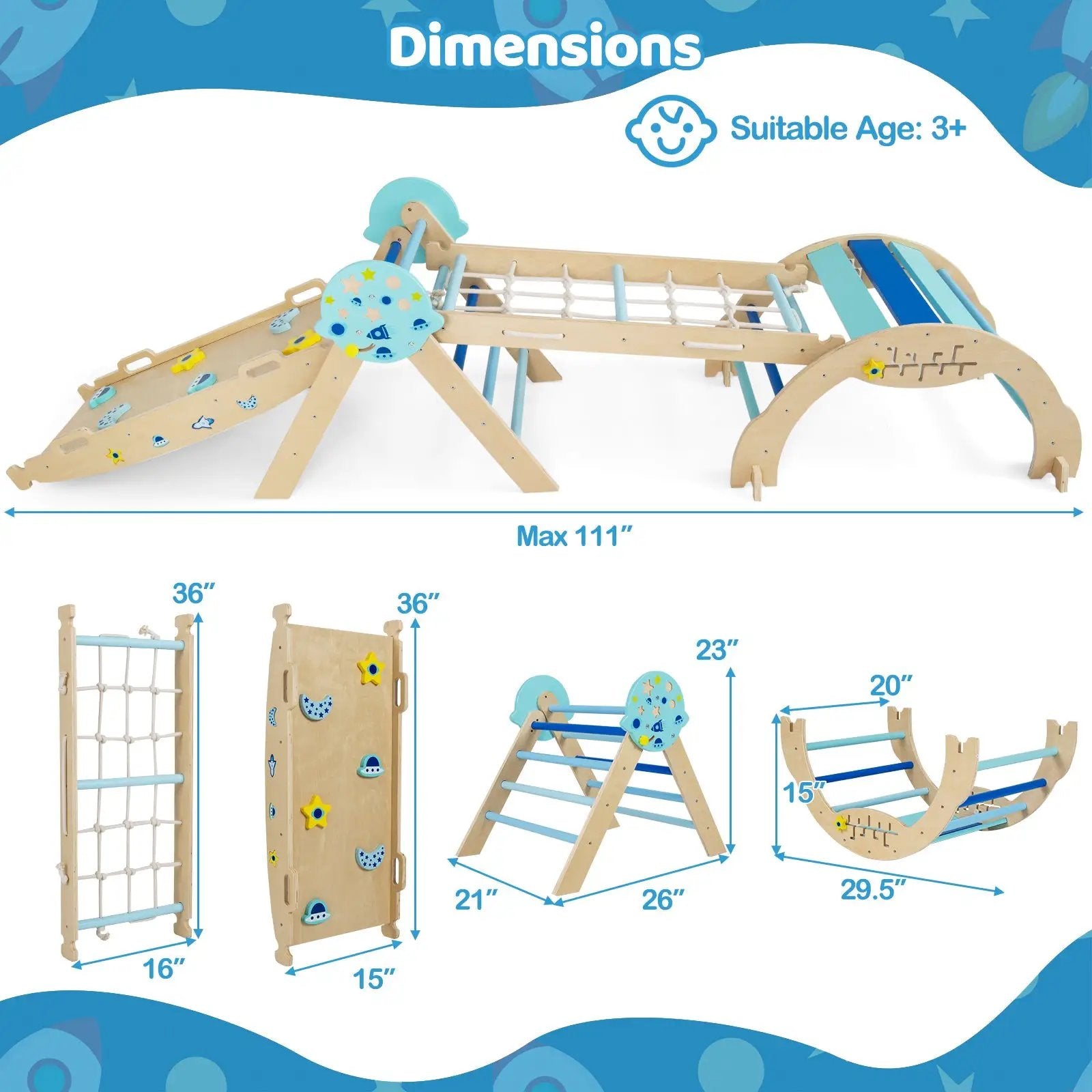 Triangle Set 8-in-1 Foldable Baby Climbing Toys Astronaut/Unicorn Theme by DirectDeals