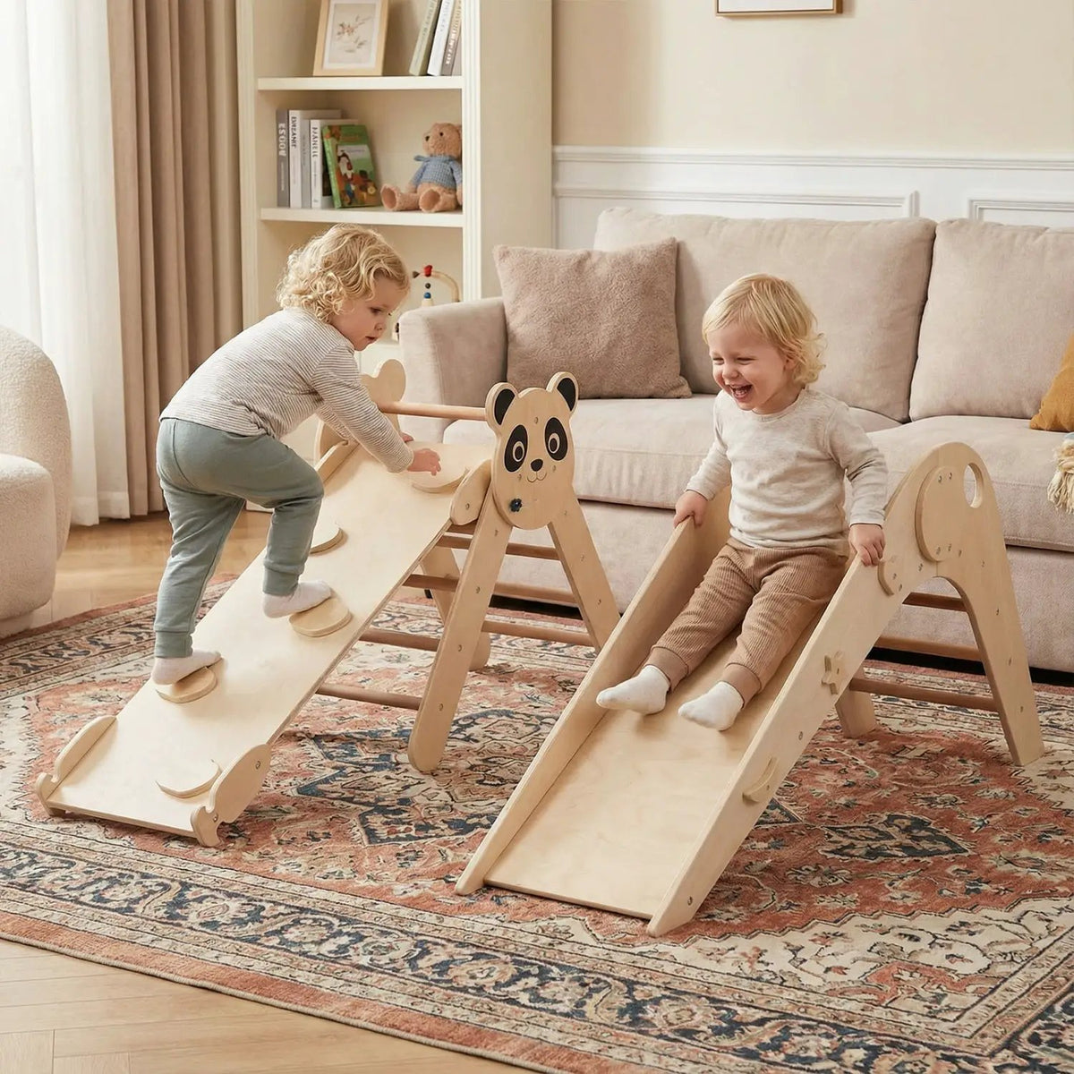 Triangle Set Foldable Kids Climbing Toys Panda-Themed Wood Montessori Climbing Set, photo 18 of 24