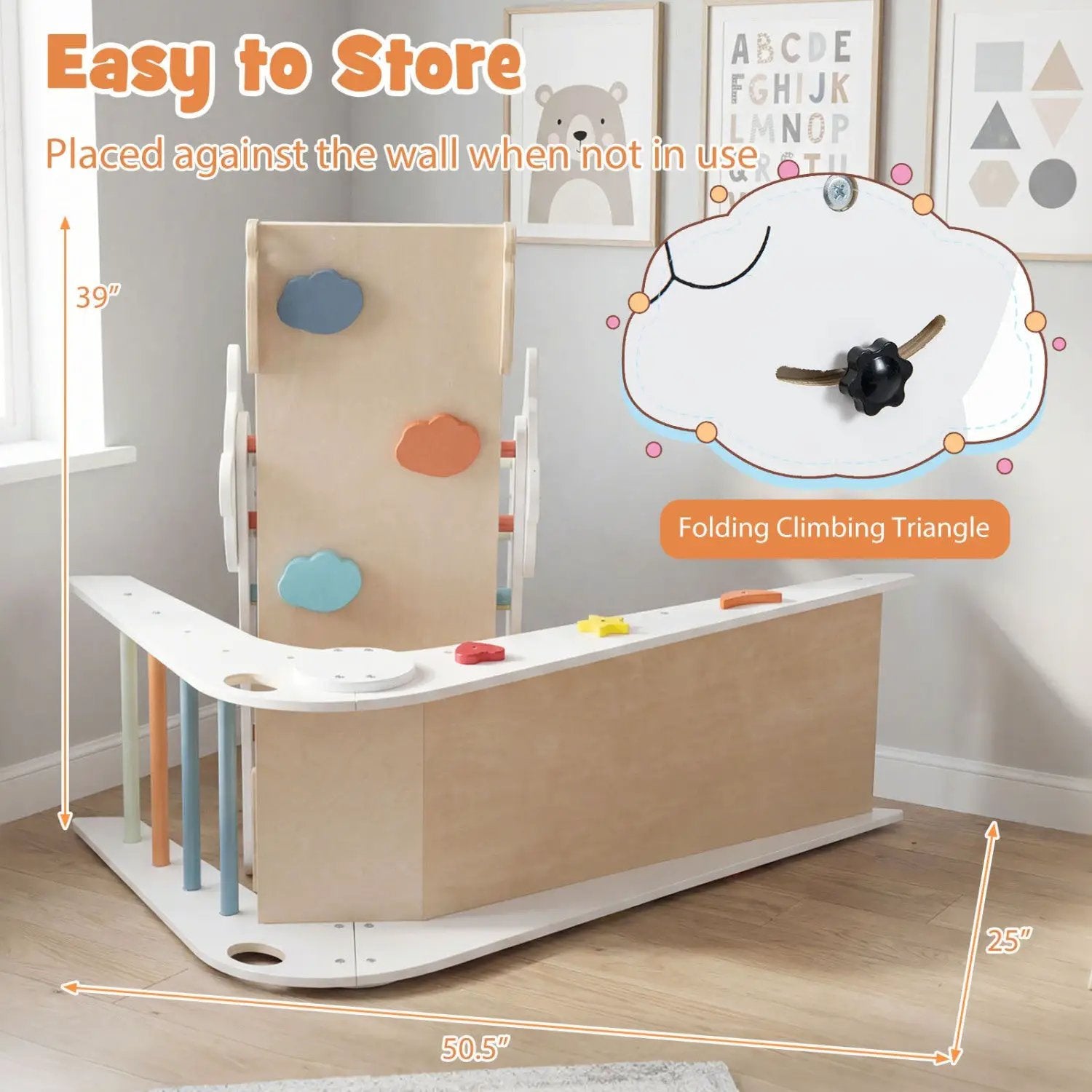 Triangle Set Foldable Kids Climbing Toys Panda-Themed Wood Montessori Climbing Set by DirectDeals
