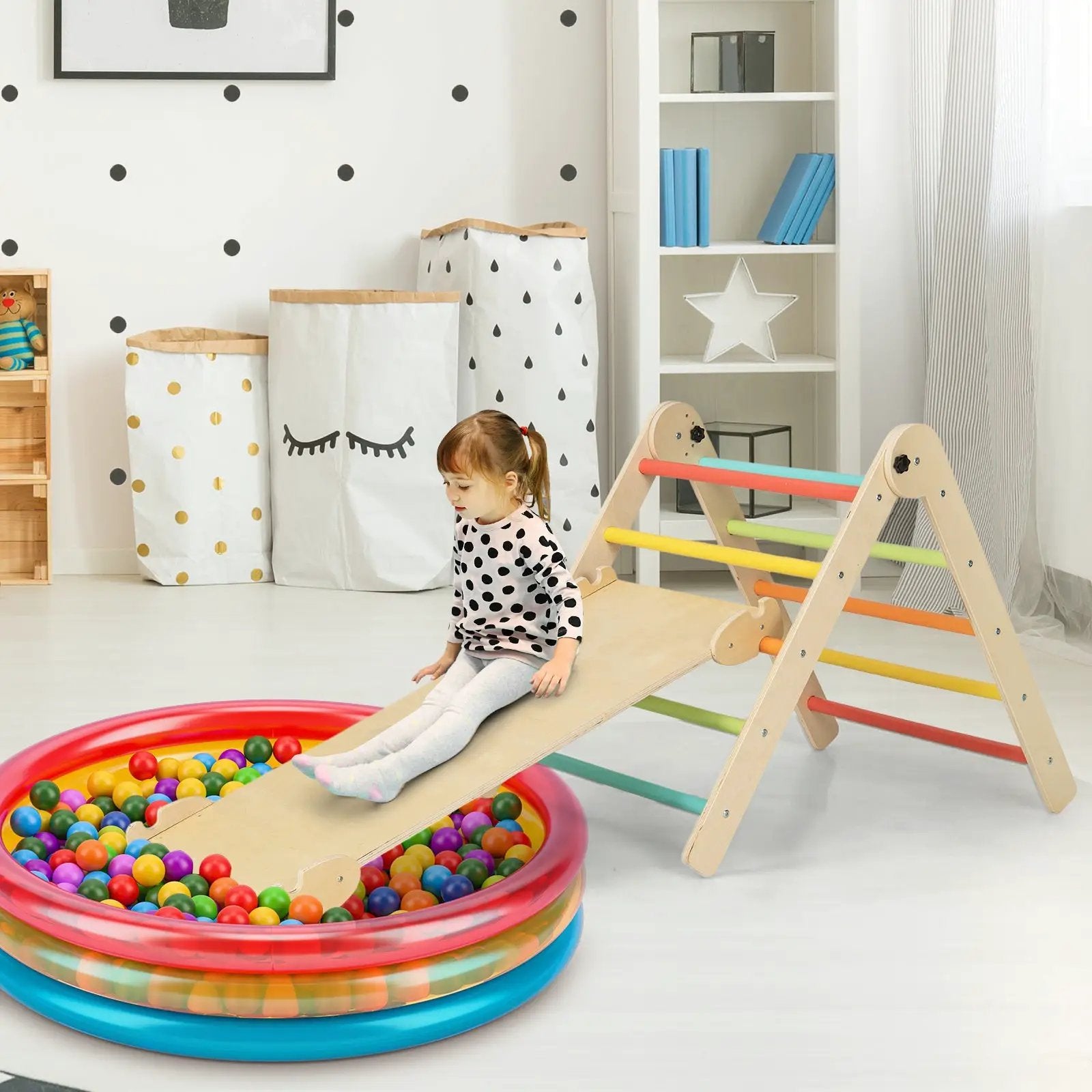 3-in-1 Climbing Set Foldable and Adjustable Kids Triangle Set by DirectDeals