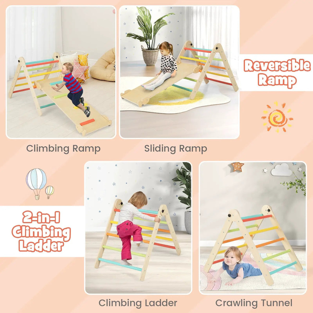 3-in-1 Climbing Set Foldable and Adjustable Kids Triangle Set, photo 5 of 9