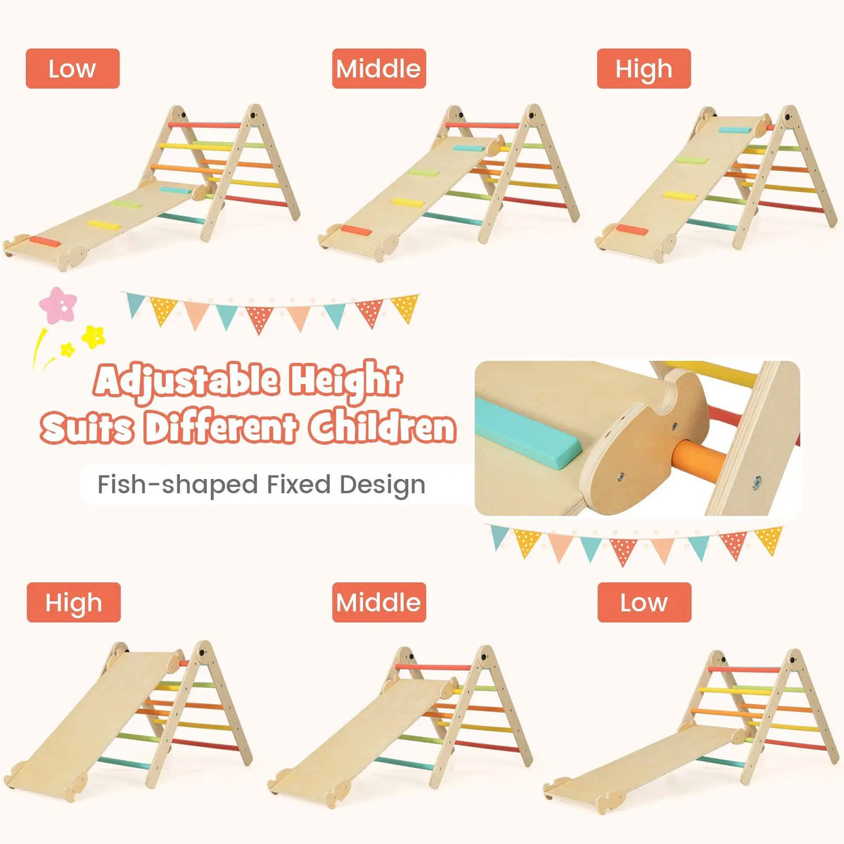 3-in-1 Climbing Set Foldable and Adjustable Kids Triangle Set, photo 6 of 9