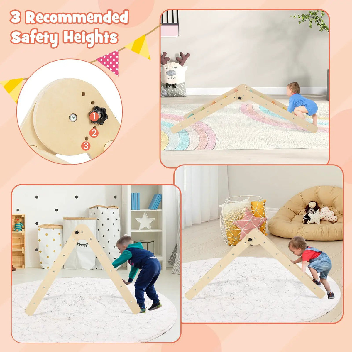 3-in-1 Climbing Set Foldable and Adjustable Kids Triangle Set, photo 7 of 9