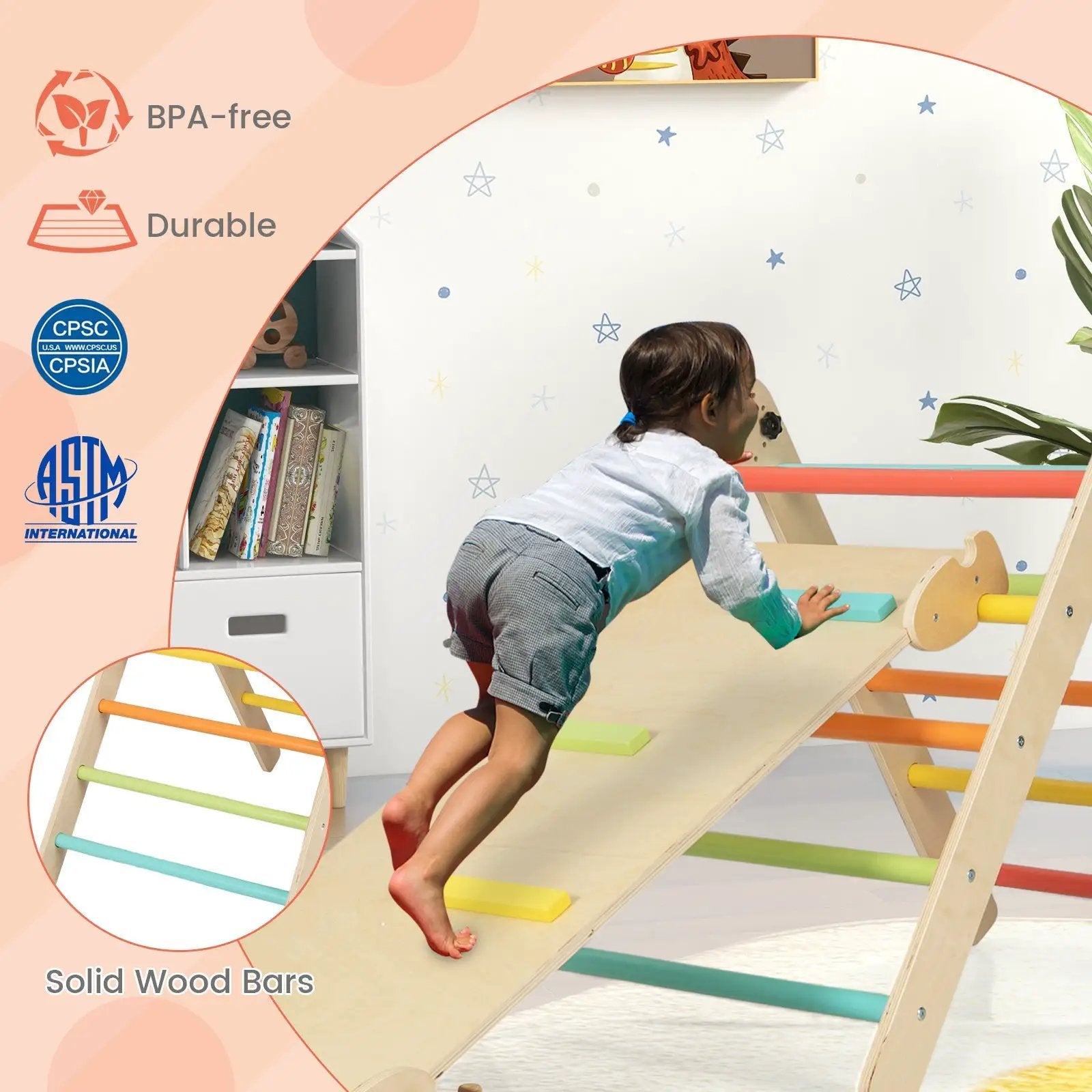 3-in-1 Climbing Set Foldable and Adjustable Kids Triangle Set by DirectDeals