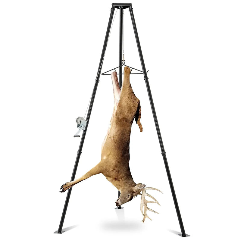 Tripod Game Hoist Deer Hanger 600 LBS Capacity Deer Skinning Rack-Black by DirectDeals