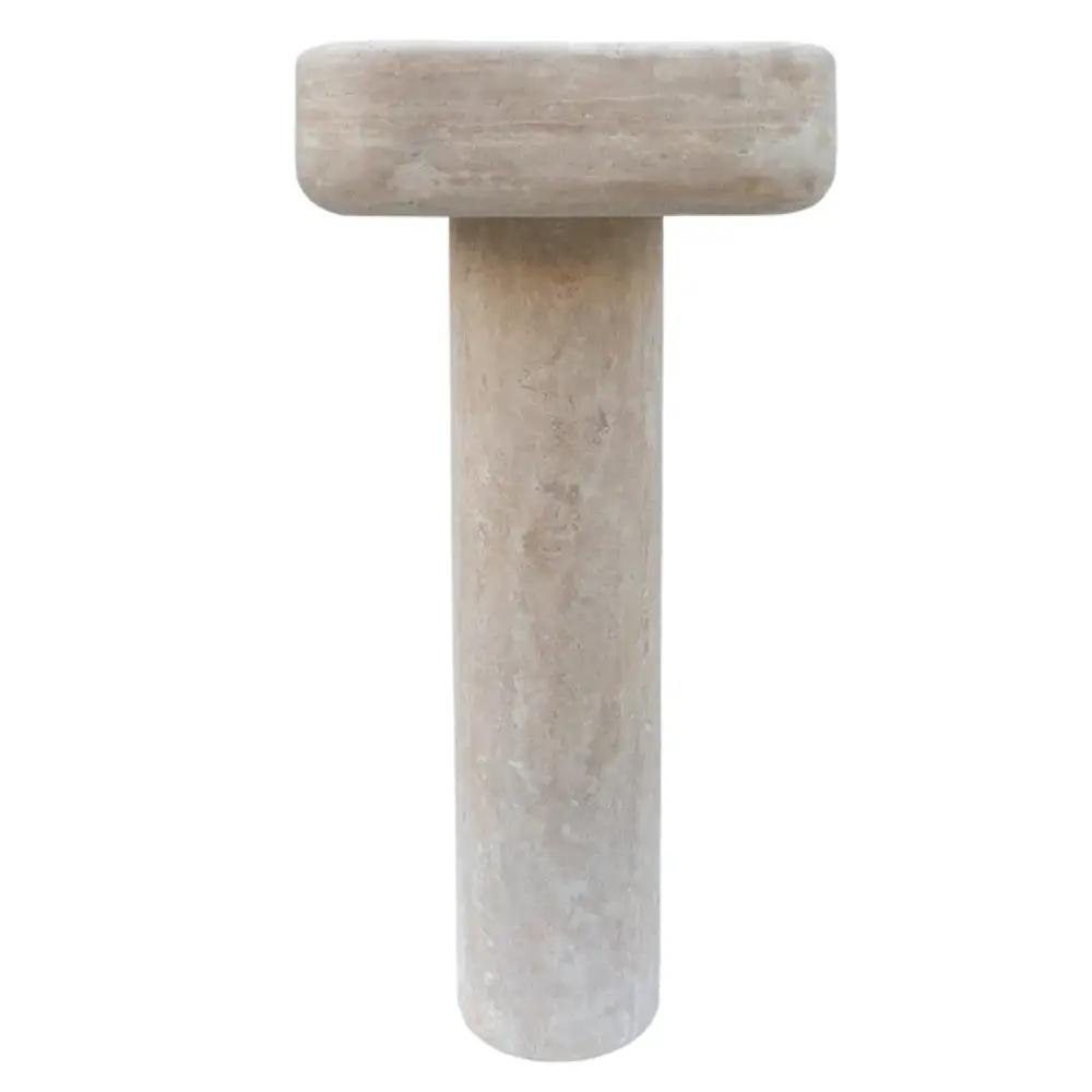 Light Travertine Pedestal Sink with Honed and Filled Finish Stand Alone 15x16x33.5 by GobekDesign