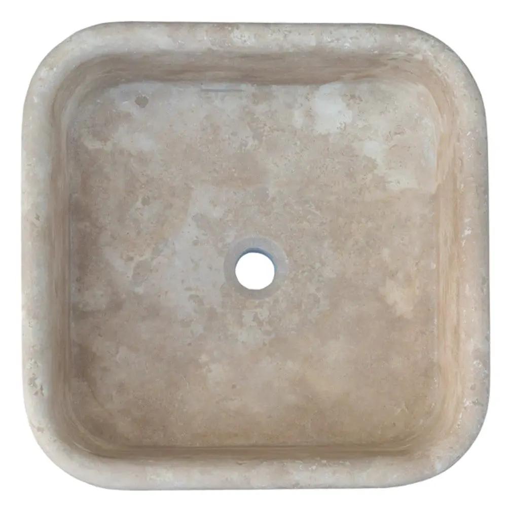 Light Travertine Pedestal Sink with Honed and Filled Finish Stand Alone 15x16x33.5 by GobekDesign