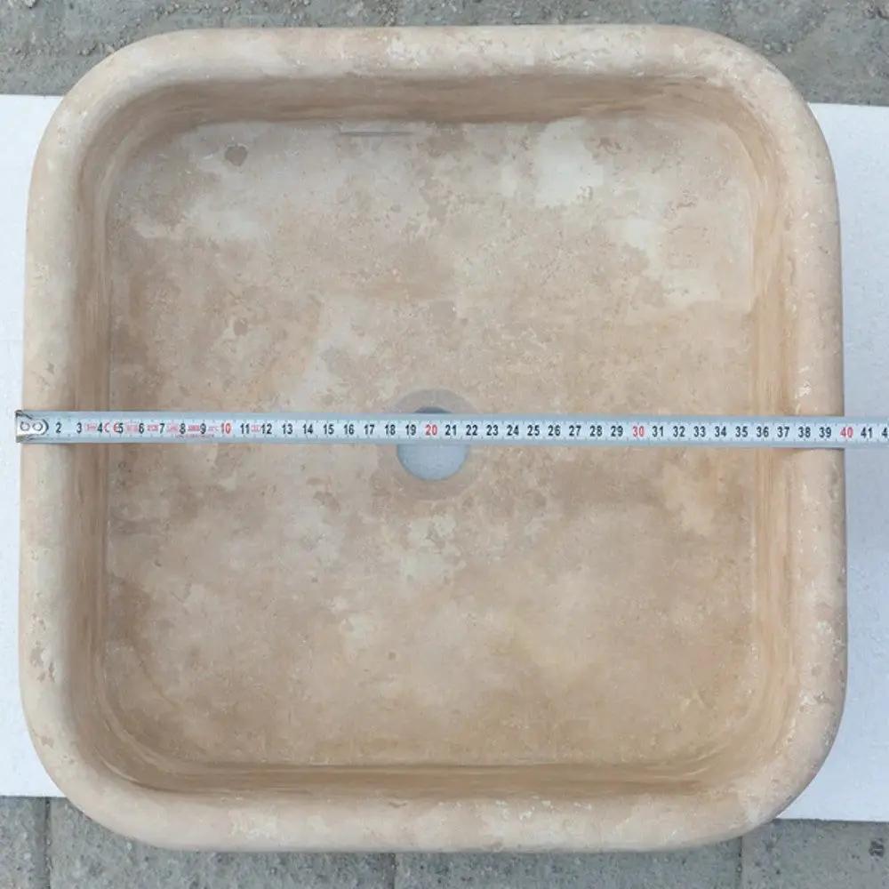 Light Travertine Pedestal Sink with Honed and Filled Finish Stand Alone 15x16x33.5 by GobekDesign