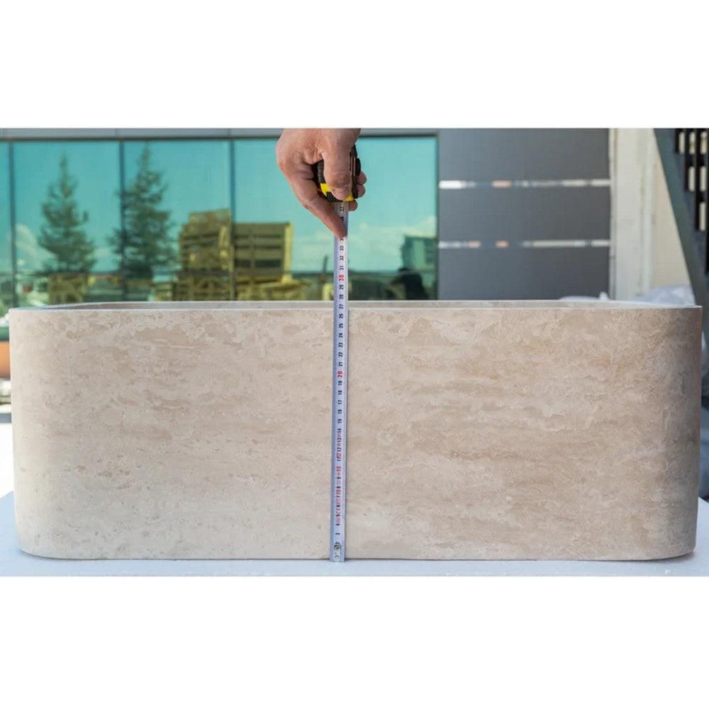 Travertine Light Rectangular Apron Farm Sink Hand Honed and Filled 18x30x10 by GobekDesign