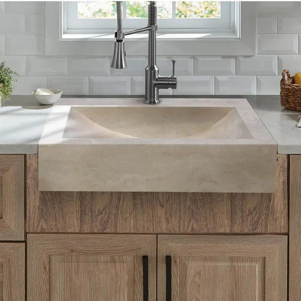 Light Travertine Rectangular Sink - Honed and Filled 18x21.4x4