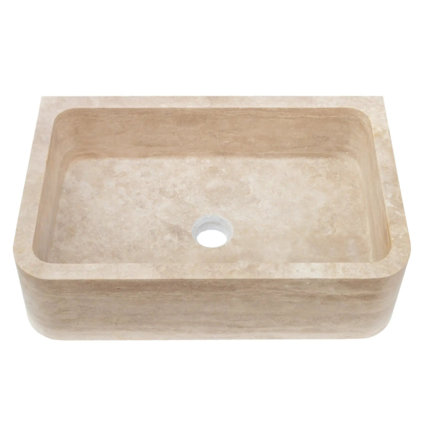 Light Travertine Farmhouse Apron Sink 18x27.5x7 - Honed and Filled Turkish Stone by GobekDesign