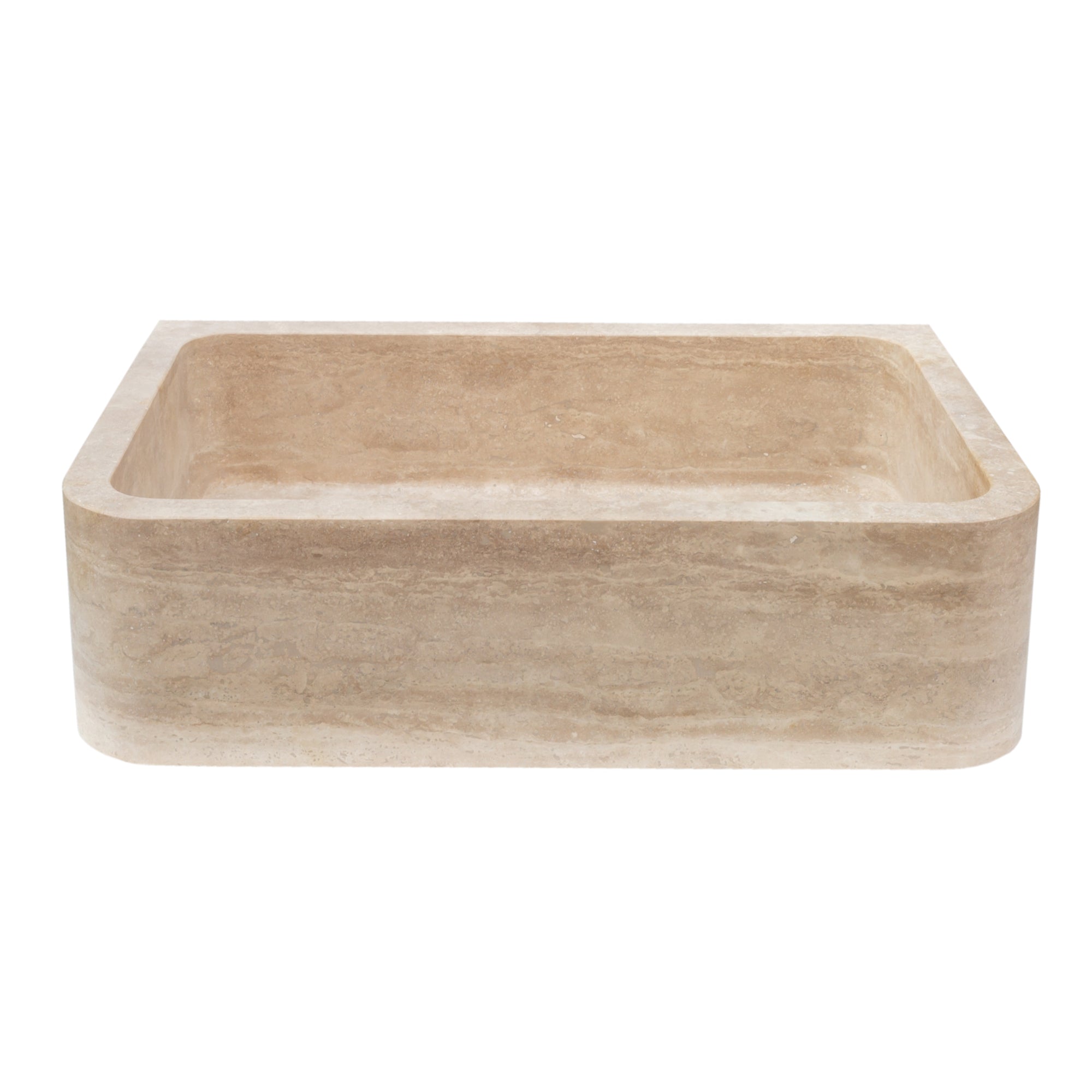 Troia Light Travertine Farmhouse Sink Honed and Filled (W)18" (L)27.5" (H)7" by GobekDesign
