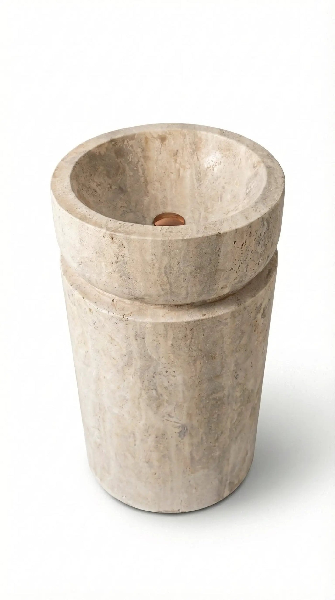 Light Travertine Pedestal Sink Hand Carved Designer 18x18x33 by GobekDesign