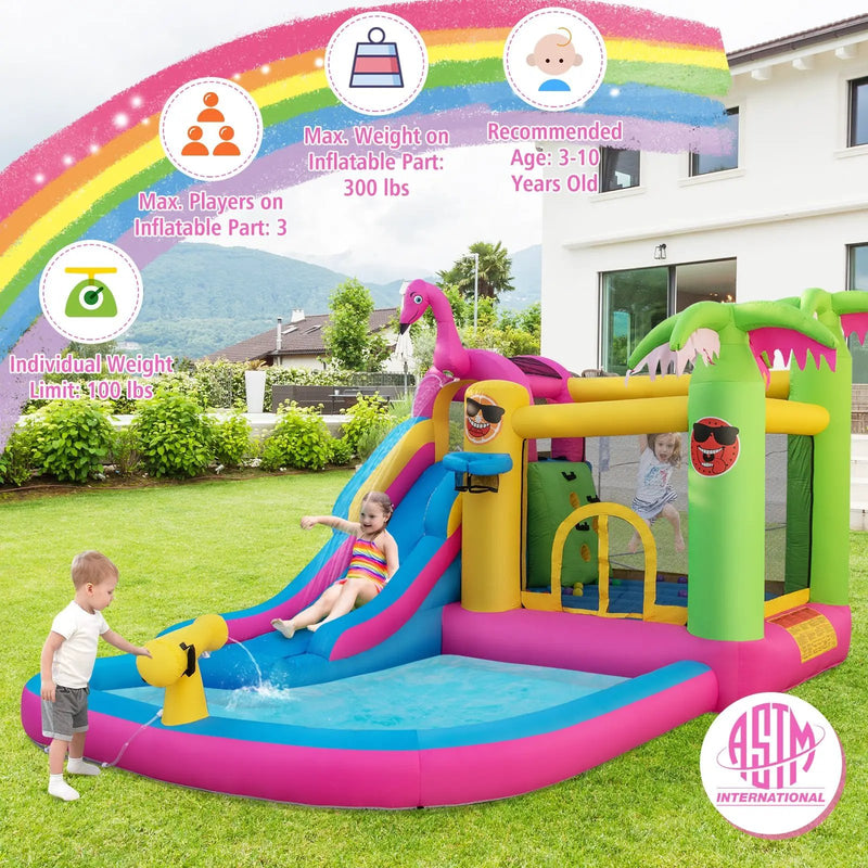 Inflatable Bounce Castle with Long Water Slide and 735W Blower by DirectDeals
