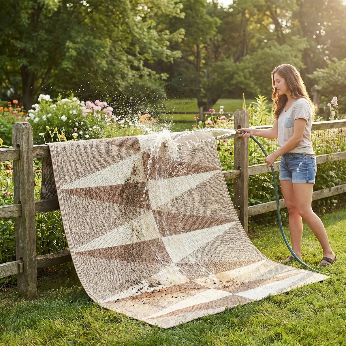 Tucson - Natural Modern Geometric Outdoor Rug for Patio, photo 6 of 6