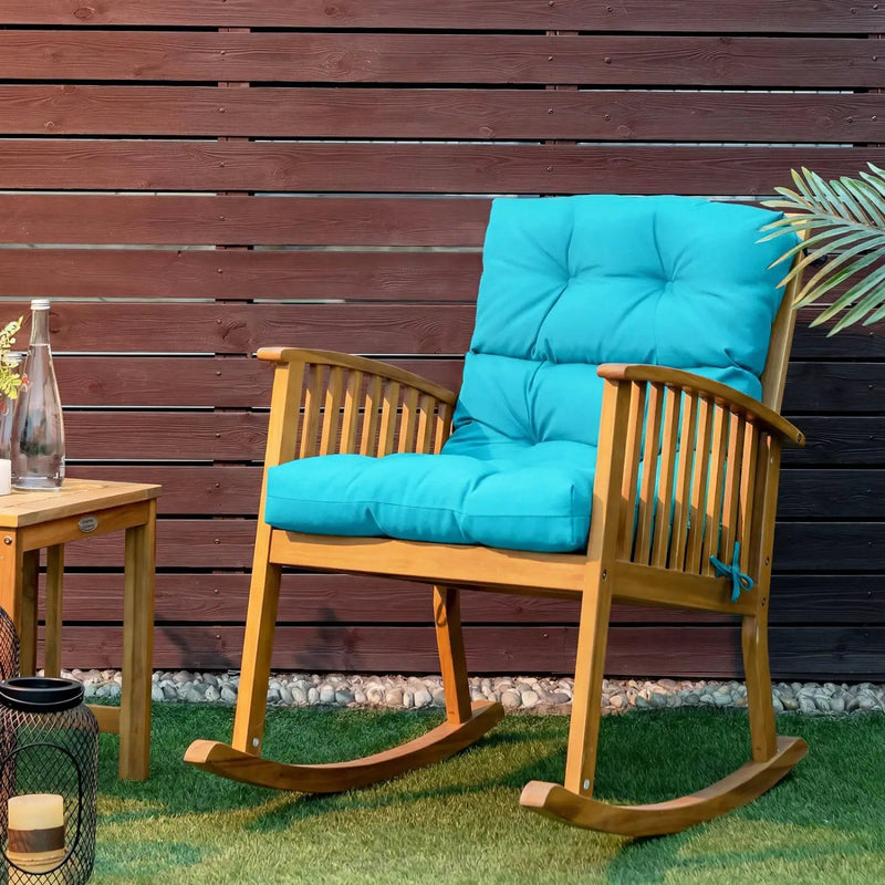 Tufted High Back Patio Chair Cushion with Ties - Turquoise by DirectDeals