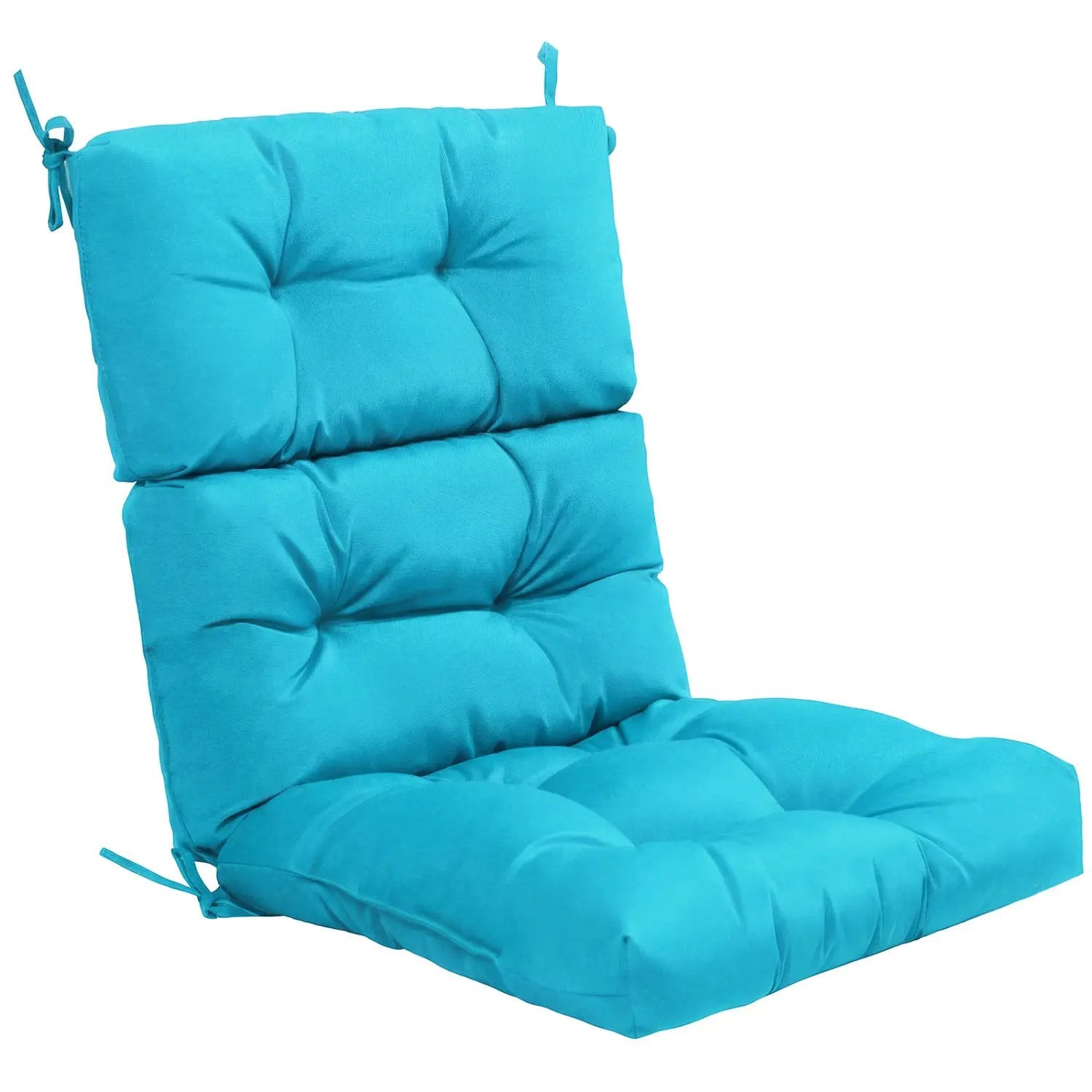 Tufted High Back Patio Chair Cushion with Ties - Turquoise by DirectDeals