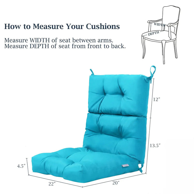 Tufted High Back Patio Chair Cushion with Ties - Turquoise by DirectDeals