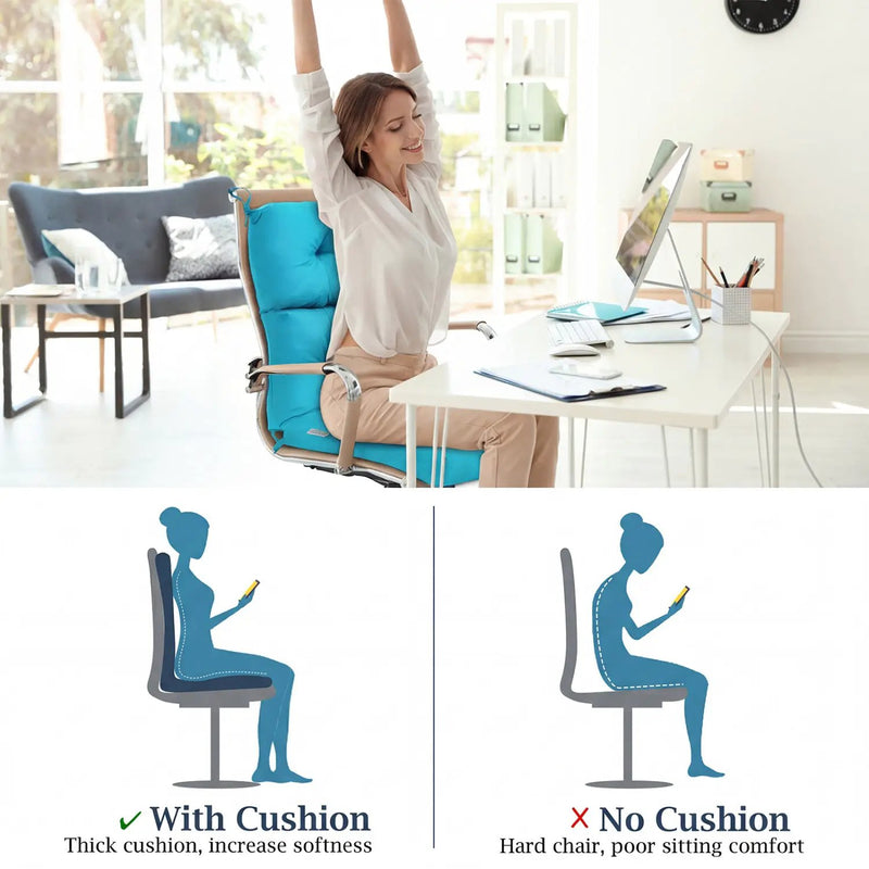 Tufted High Back Patio Chair Cushion with Ties - Turquoise by DirectDeals