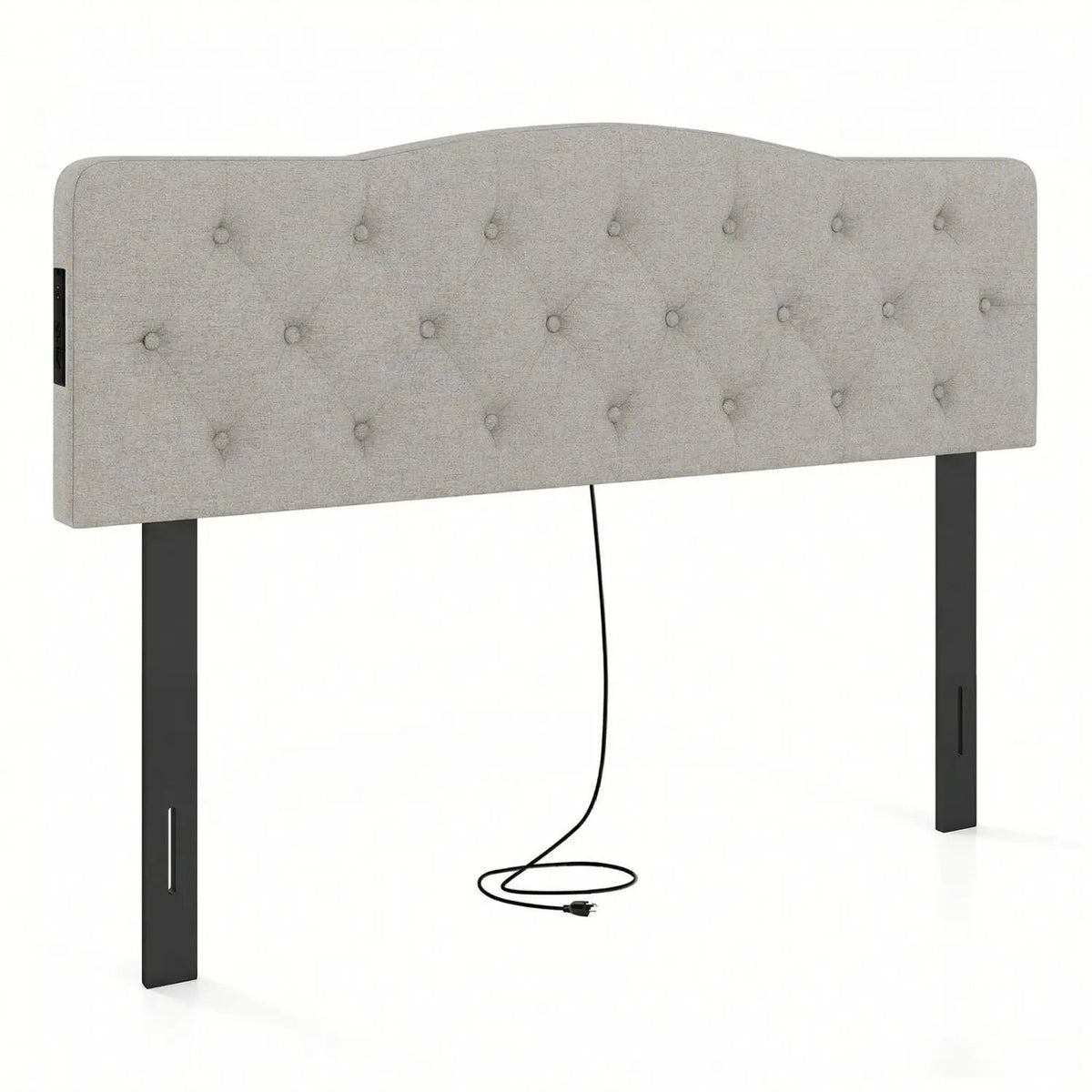 Tufted Upholstered Head Board for Queen and Full Size Bed with 2 AC Outlets, photo 11 of 16