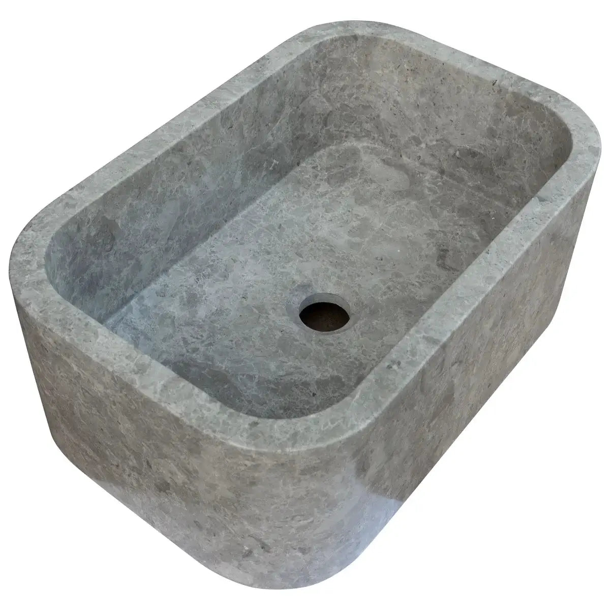 Tundra Gray Marble Rectangular Wall-Mount Bathroom Sink - 12x18x7 by GobekDesign