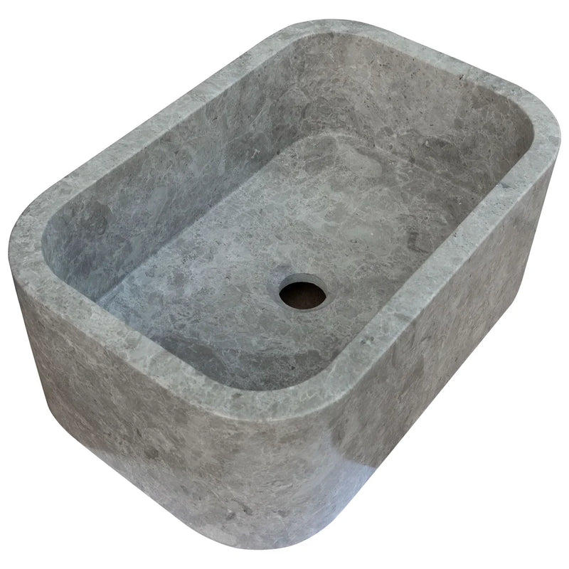 Tundra Gray Marble Rectangular Wall-mount Bathroom Sink (W)12" (L)18" (H)7" by GobekDesign