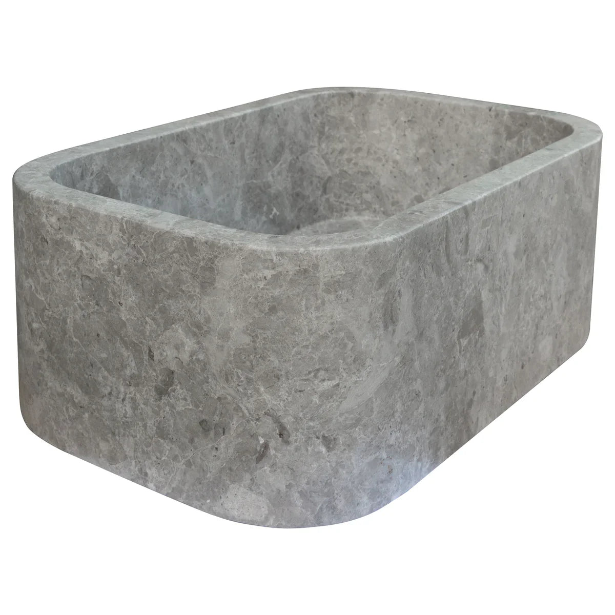 Tundra Gray Marble Rectangular Wall-mount Bathroom Sink (W)12" (L)18" (H)7" by GobekDesign