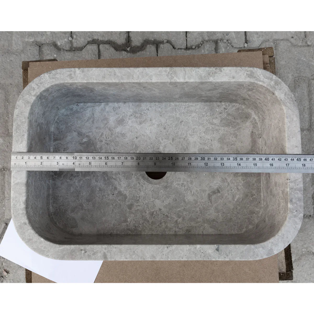 Tundra Gray Marble Rectangular Wall-mount Bathroom Sink (W)12" (L)18" (H)7" by GobekDesign