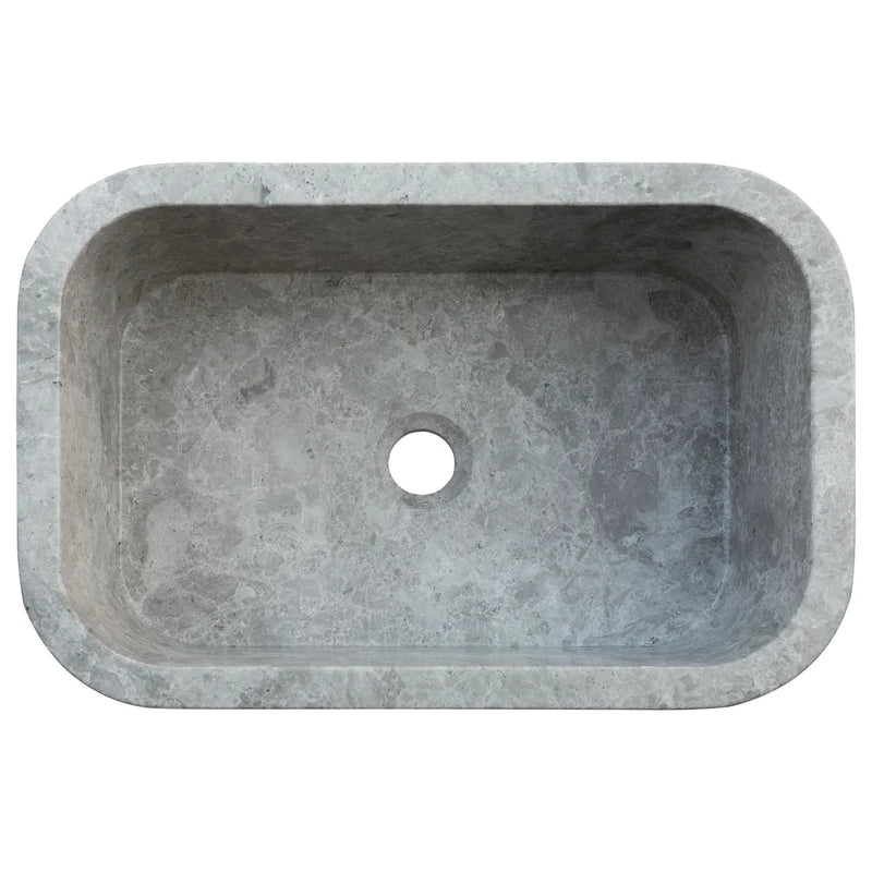 Tundra Gray Marble Rectangular Wall-mount Bathroom Sink (W)12" (L)18" (H)7" by GobekDesign