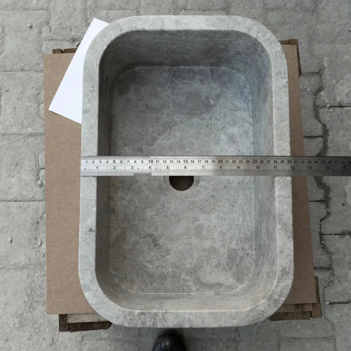 Tundra Gray Marble Rectangular Wall-Mount Bathroom Sink - 12x18x7 by GobekDesign