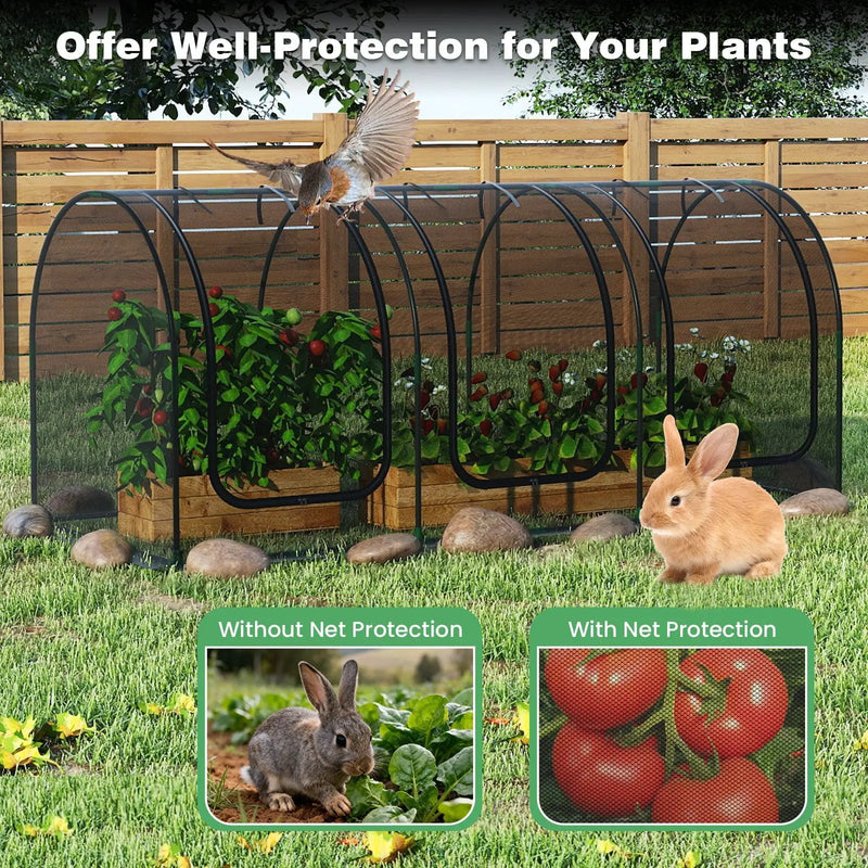 Tunnel Crop Cage Large Portable Plant Protection Tent with 3 Roll-up Zippered Doors by DirectDeals