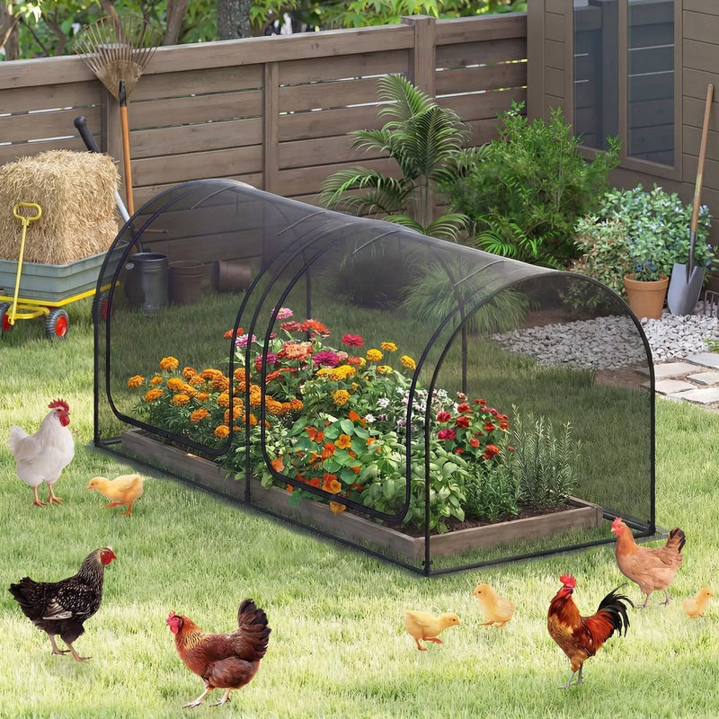 Tunnel Crop Cage Large Portable Plant Protection Tent with 2 Roll-up Zippered Doors by DirectDeals