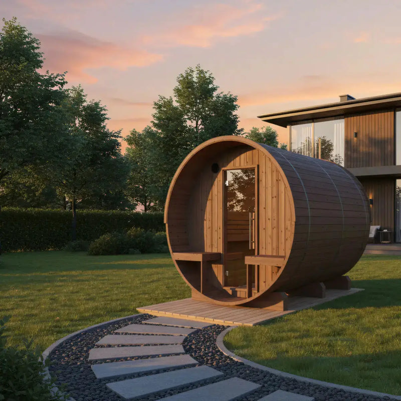 Turku Finnish Barrel Sauna with Terrace and WiFi Heater - Finnish Sauna Builders by Finnish Sauna Builders