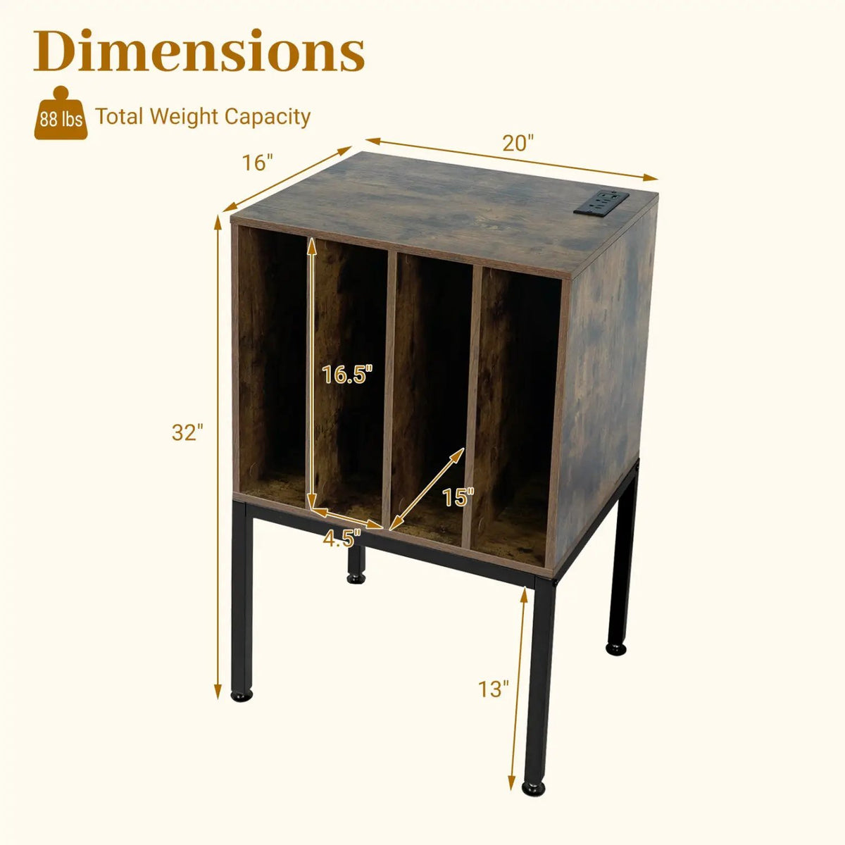 Turntable Record Player Stand with Power Outlets, photo 6 of 24