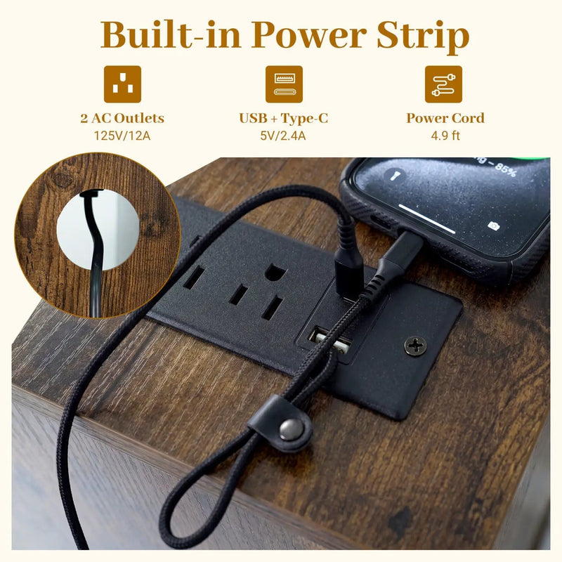 Turntable Record Player Stand with Power Outlets by DirectDeals