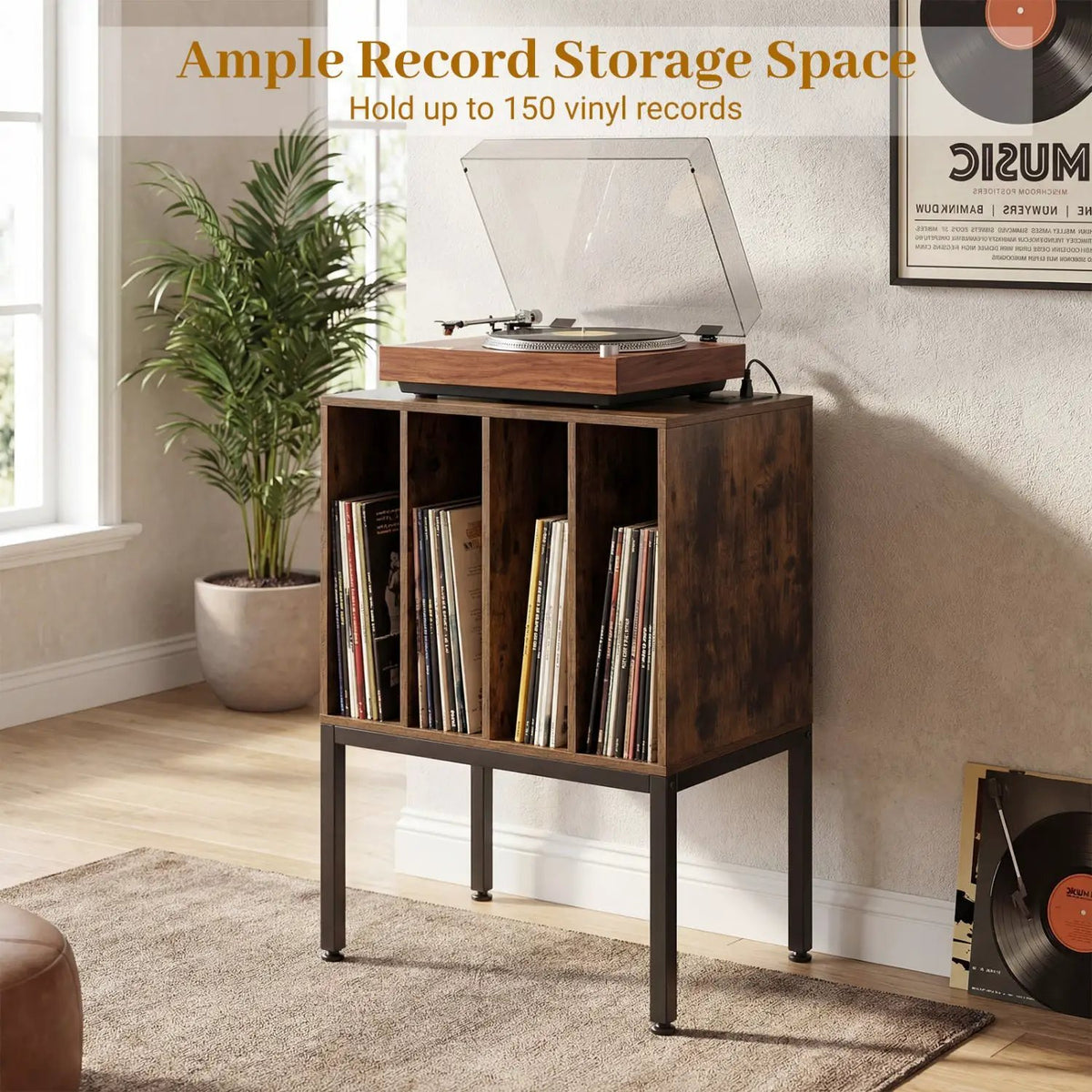 Turntable Record Player Stand with Power Outlets, photo 9 of 24