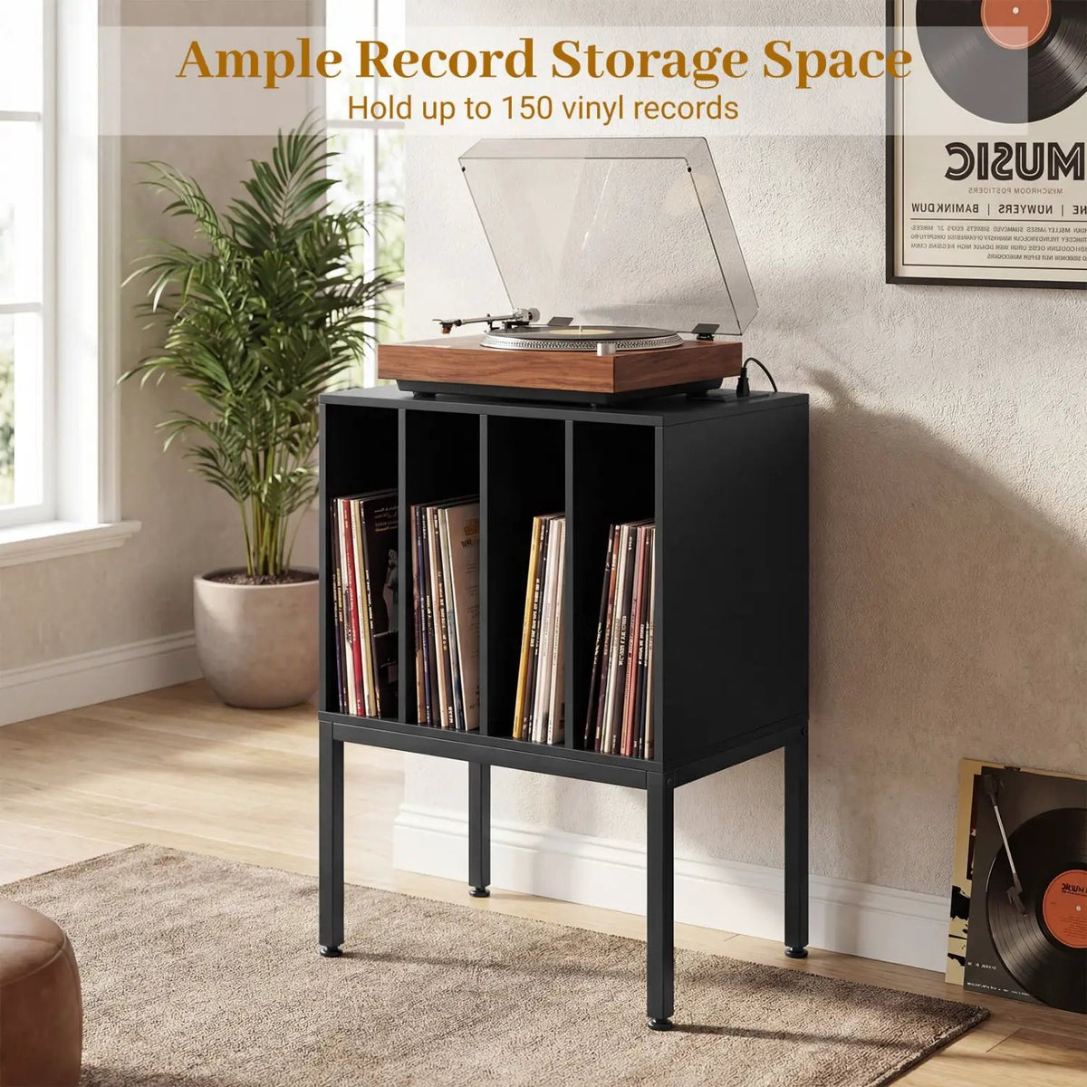 Turntable Record Player Stand with Power Outlets, photo 16 of 24