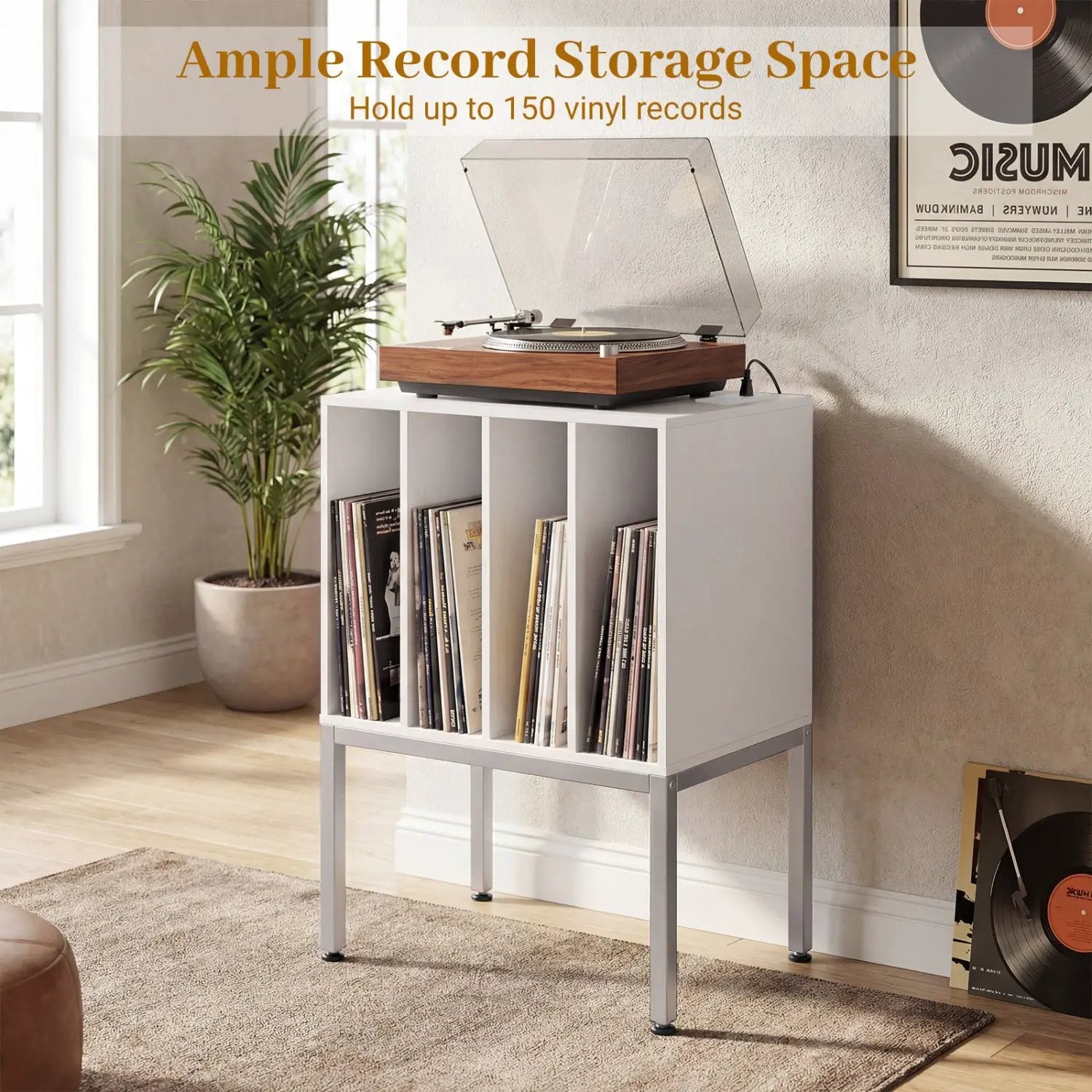 Turntable Record Player Stand with Power Outlets by DirectDeals