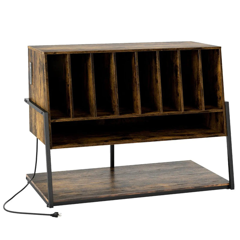 Turntable Stand with Charging Station & Vinyl Storage by DirectDeals