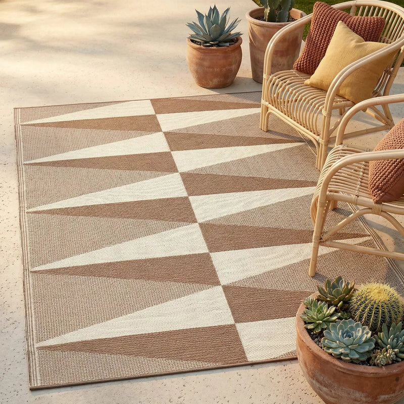Tucson - Natural Modern Geometric Outdoor Rug for Patio by Fab Habitat