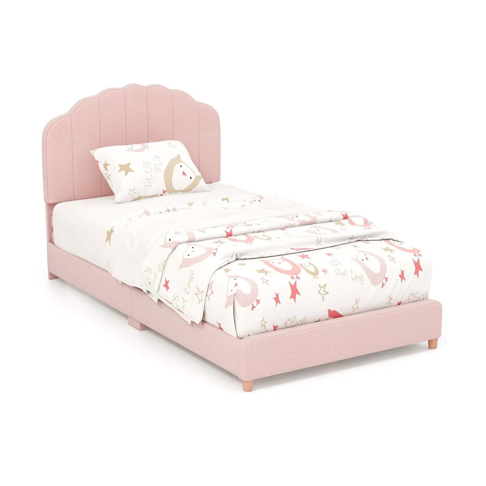 Twin Bed Frame with Height-Adjustable Headboard and Sturdy Wooden Slats by DirectDeals